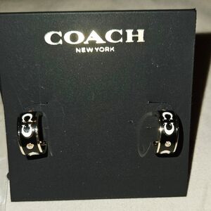 Coach Black and Gold Hoop Earrings New (Price Firm)
